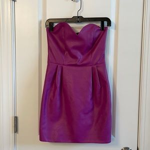 Top Shop Faux Leather Magenta Mini Dress Size 4